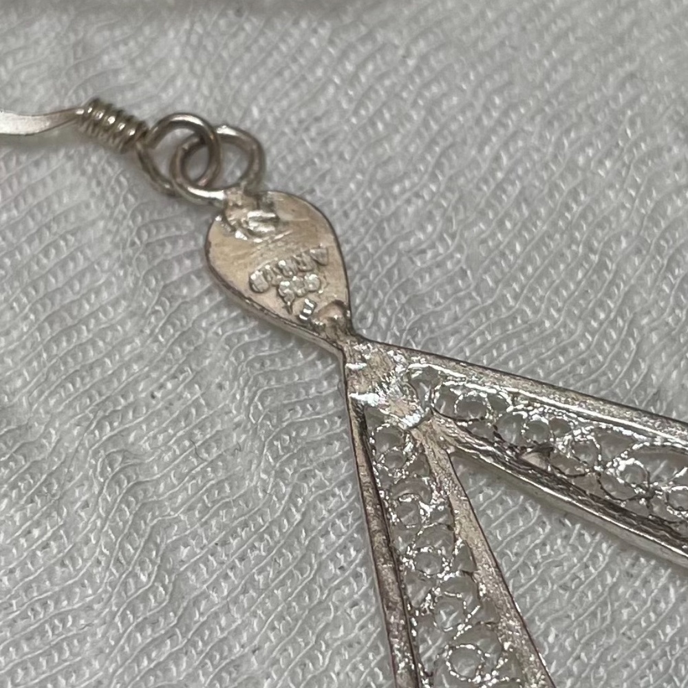 Sterling Silver Filigree Necklace and Earring Set - Picture 3 of 5